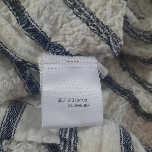 Jane & Delancy Womens Crinkle Fabric Stripe Button Front Long Sleeve Top Size 1X - Picture 4 of 6